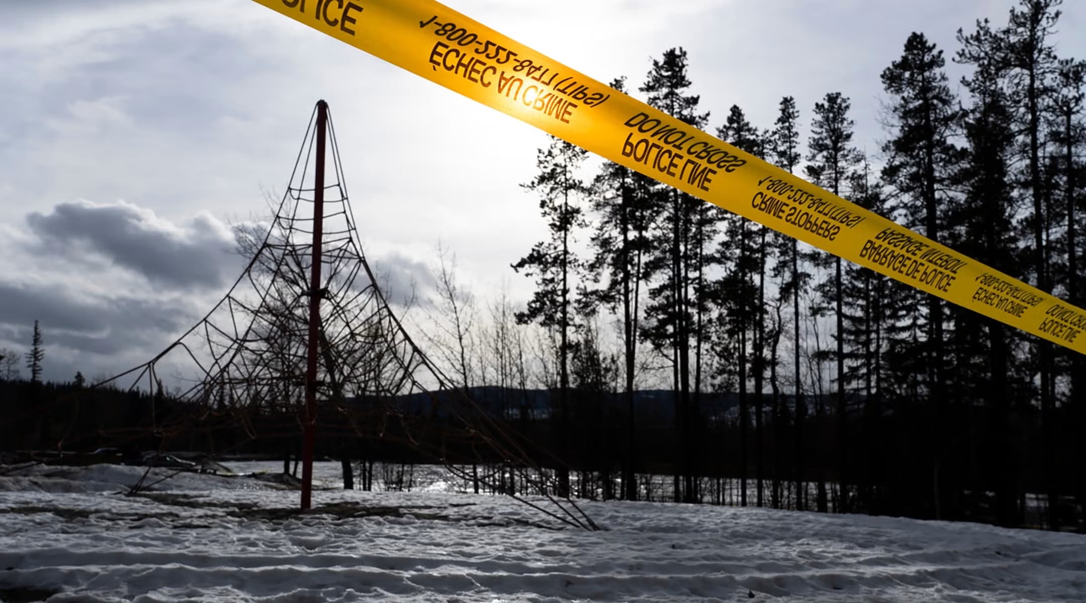 The playground at Tumbler Ridge Secondary School following a mass shooting on Feb,10. (photo credit: Paige Taylor White / AFP via Getty Images)