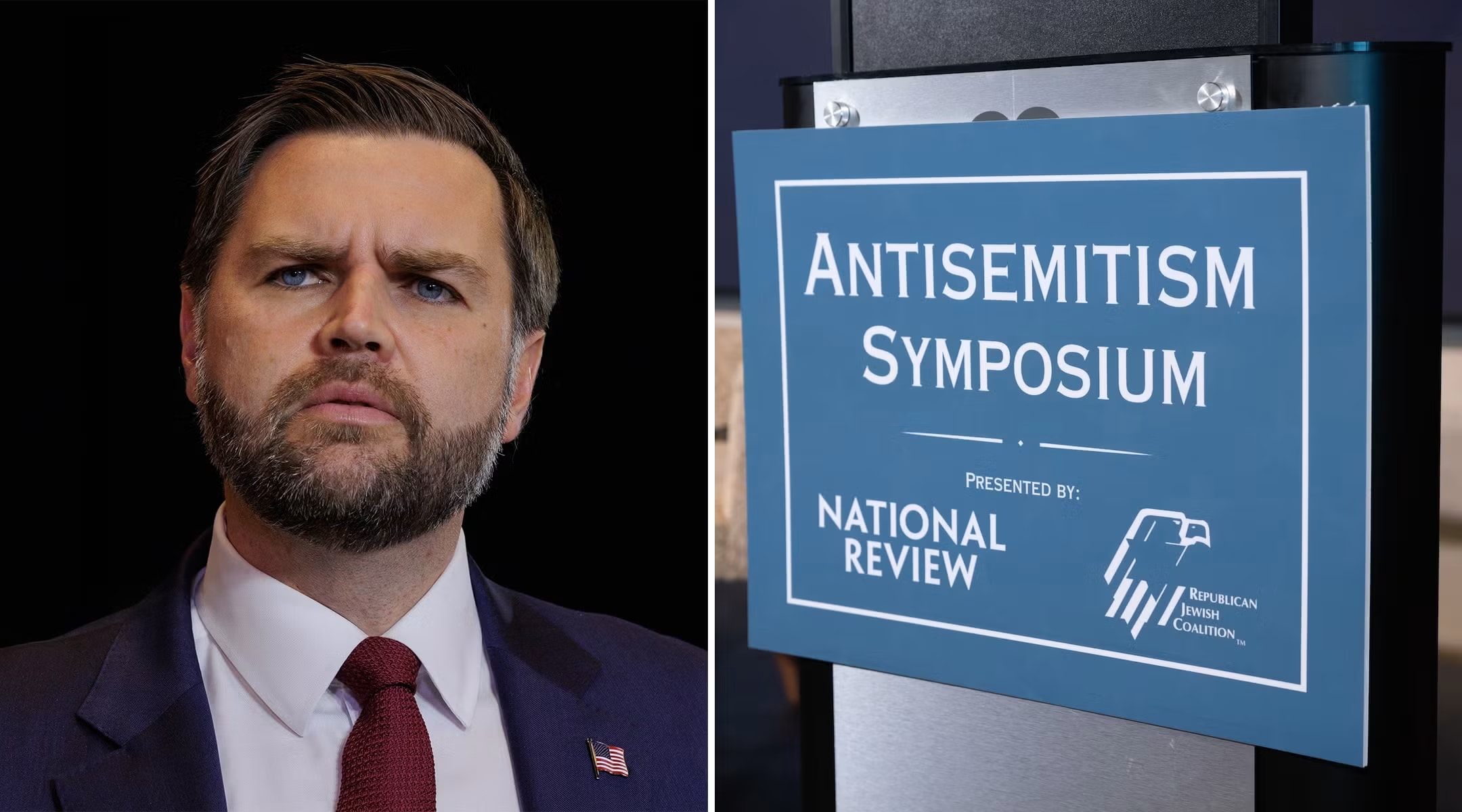Some Jewish Republicans are losing patience with Vice President JD Vance, who has not condemned Tucker Carlson. (photo credit: Madison Thorn/Anadolu via Getty Images; Joseph Strauss)