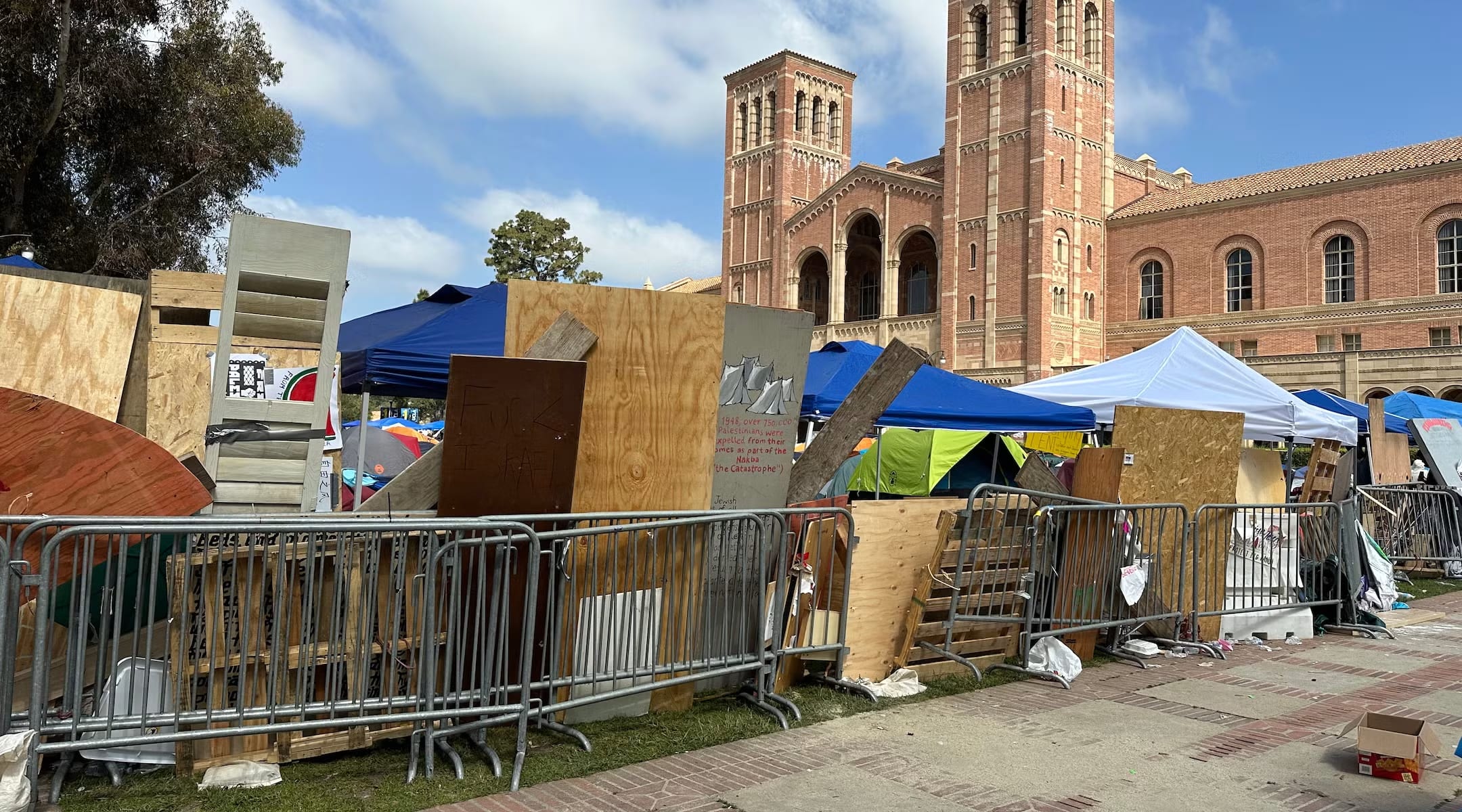 The pro-Palestinian encampment at UCLA was erected after the Oct. 7, 2023 attacks in Israel. (photo credit: Jacob Gurvis)