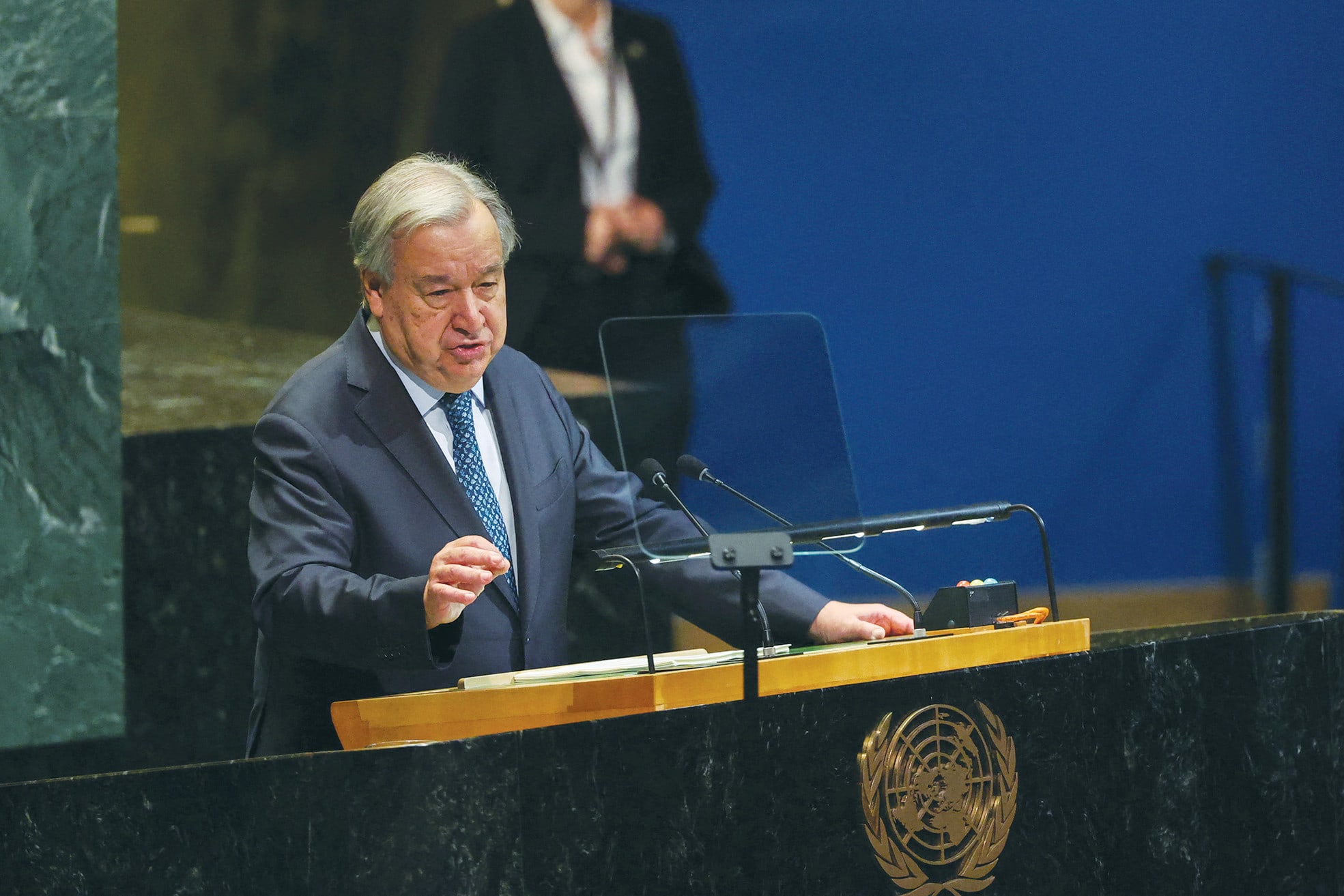 UN SECRETARY-GENERAL António Guterres addresses the General Assembly last month. It is time to create alternatives to the UN, the writer argues. (photo credit: REUTERS/SHANNON STAPLETON)