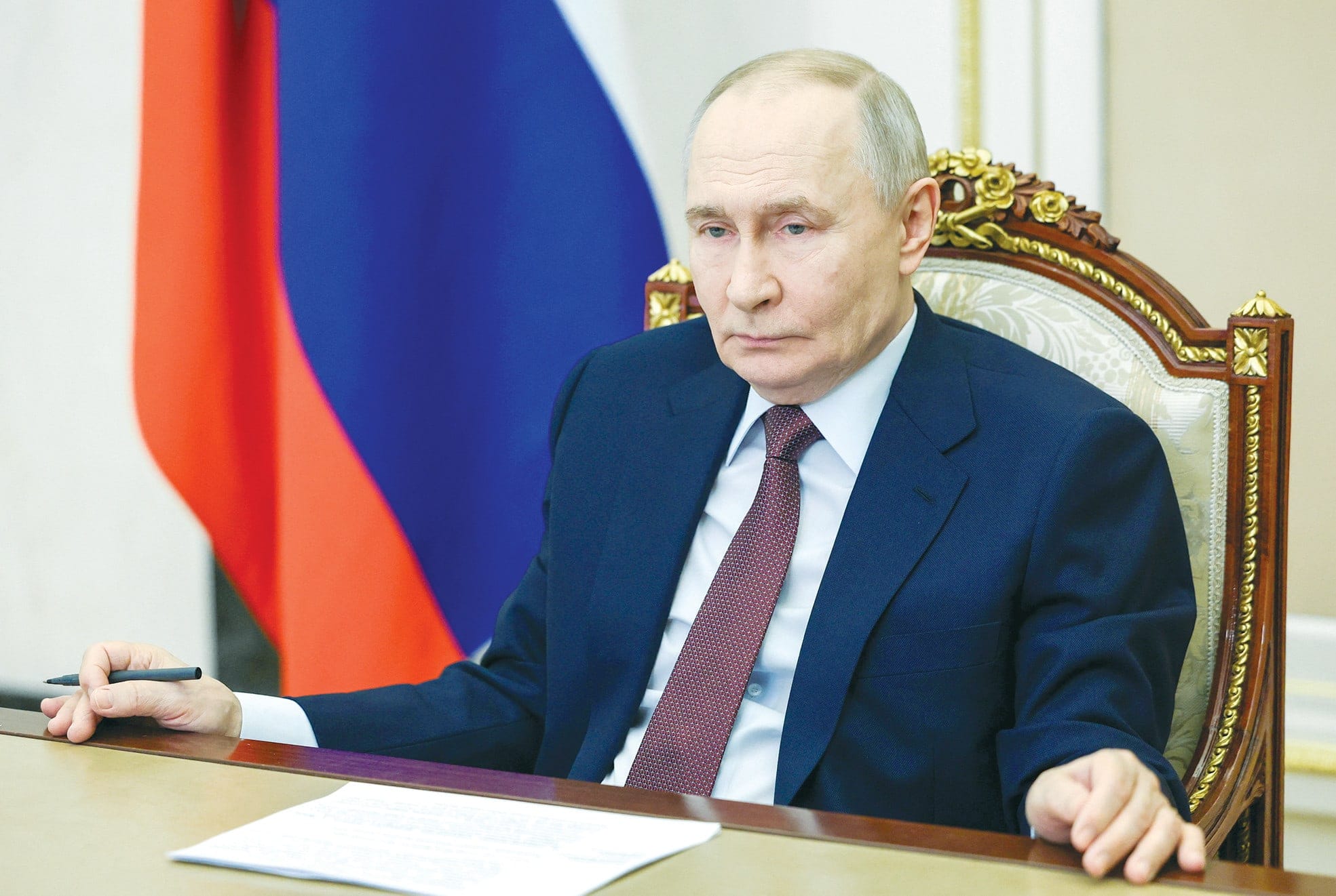 ALMOST FOUR years into the Ukraine-Russia war, Russian President Vladimir Putin has proved the adage that Russia was not as weak as some thought, but not as strong as some assumed. Here, Putin chairs a meeting with members of the government via video link at the Kremlin, in Moscow last month. (photo credit: REUTERS)