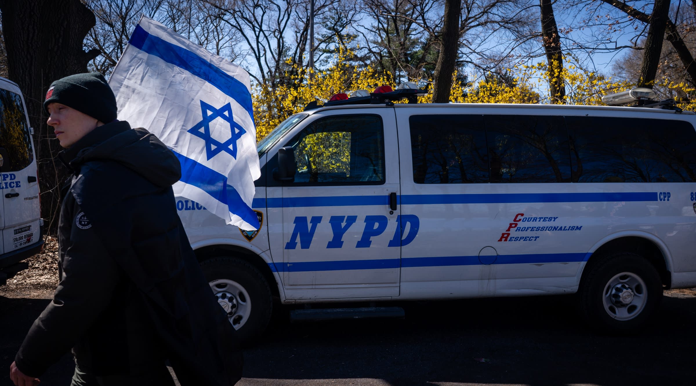  Police at a hostages rally in Central Park, March 24, 2024. (photo credit: LUKE TRESS)