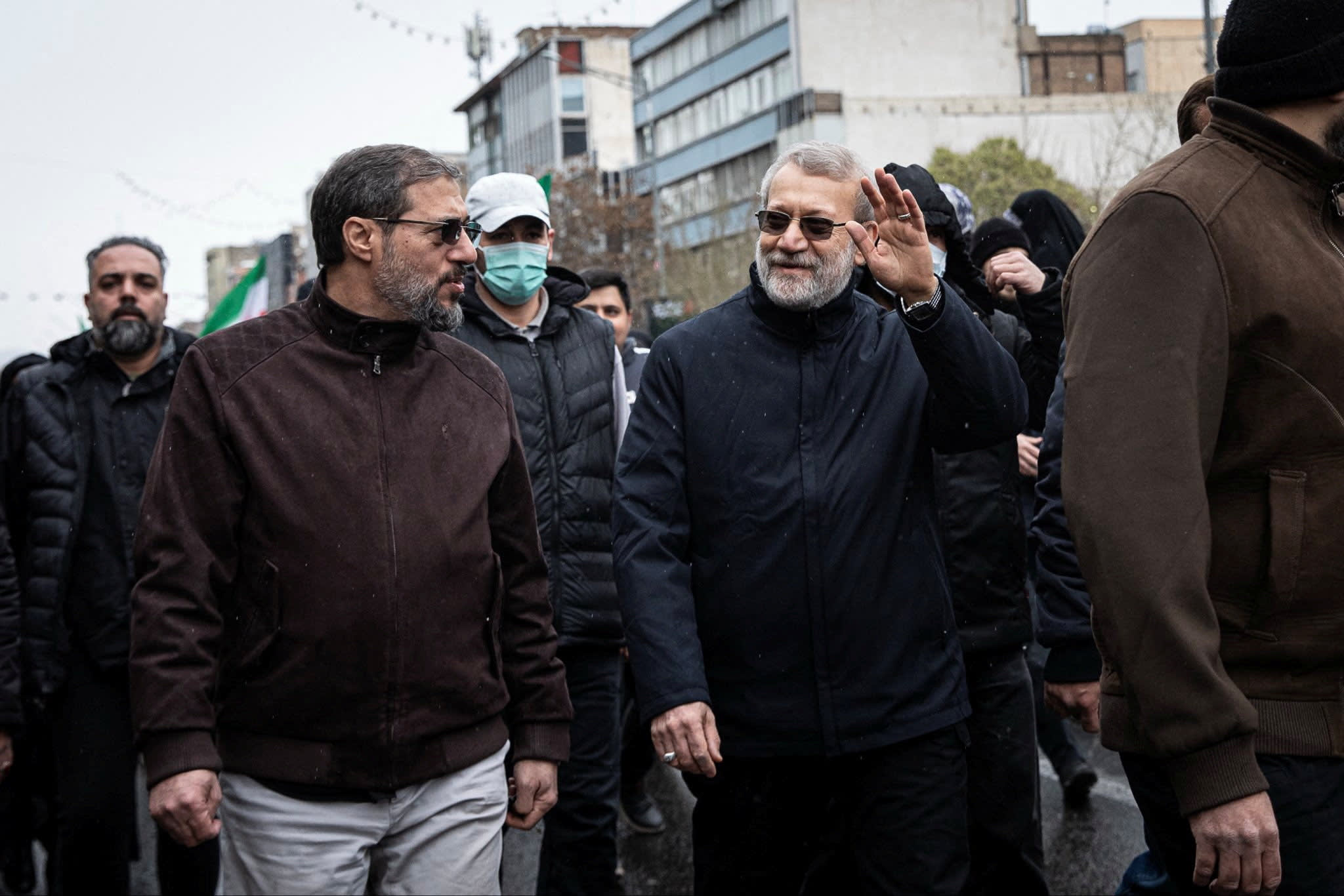 Iranian security chief Ali Larijani takes part in a pro-government rally in Tehran, Iran, March 13, 2026 (photo credit:  Ali Larijani via X/via REUTERS)
