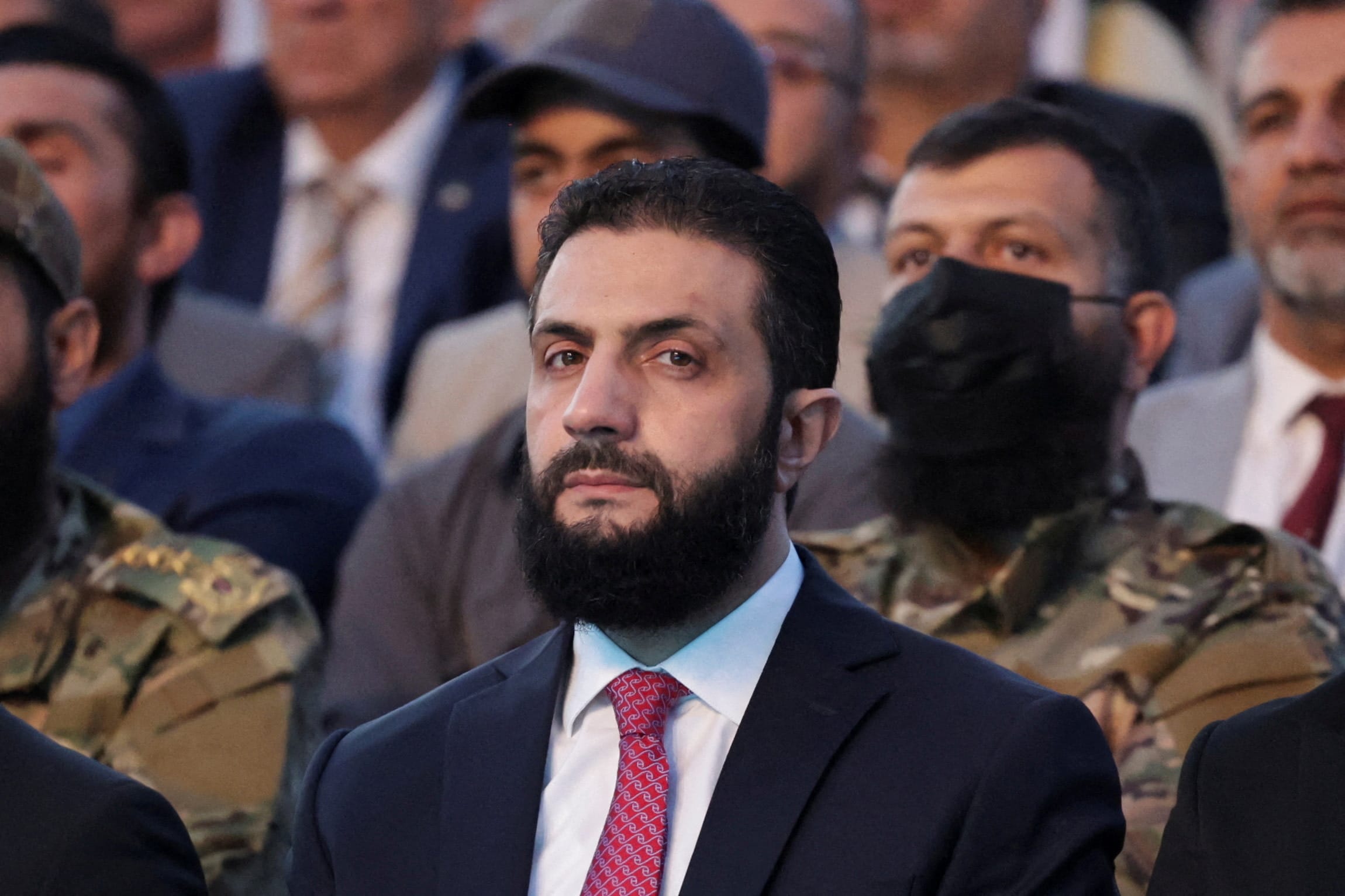  Syria’s interim President Ahmed al-Sharaa looks on as he attends the “Aleppo, Key to Victory” celebration marking Syria’s liberation, in Aleppo, Syria May 27, 2025. (photo credit: REUTERS/KHALIL ASHAWI)