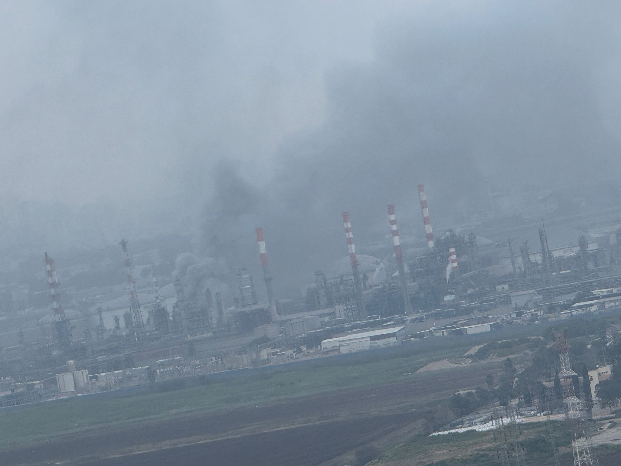 AN OIL REFINERY in Haifa, damaged in an Iranian missile barrage, March 19, 2026. (photo credit: SECTION 27A COPYRIGHT ACT)
