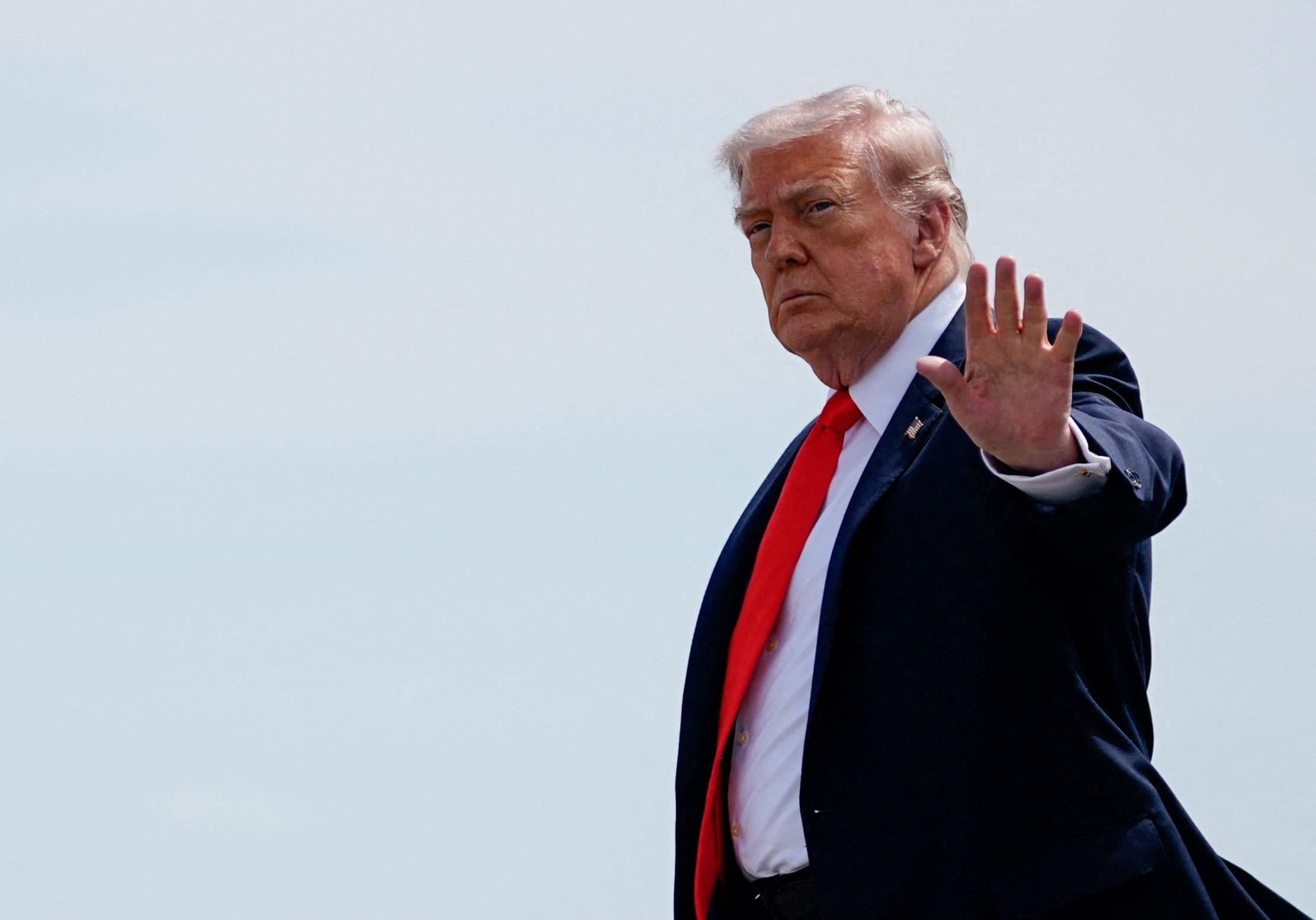 US President Donald Trump disembarks Air Force One upon his arrival at Ocala International Airport in Ocala, Florida, US, May 1, 2026. (photo credit: REUTERS/Nathan Howard)