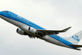 A KLM commercial passenger jet takes off in Colomiers near Toulouse, France, October 19, 2017