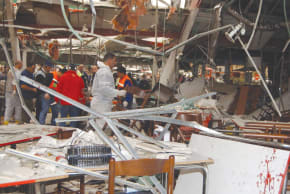  THE SCENE after a terrorist blew himself up at the Matza restaurant in Haifa in March 31, 2002, two days after Israel launched Operation Defensive Shield.