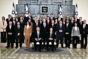  President Isaac Herzog and Prime Minister Benjamin Netanyahu sat at the center of the traditional photograph of the new government, on December 29, 2022,  at the President’s Residence, for the swearing-in of Israel’s 37th government.