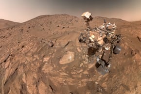 A "selfie" taken by NASA's Perseverance Mars rover, made up of 62 individual images, on July 23, in this image released on September 10, 2025