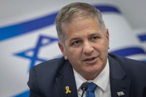 Education Minister Yoav Kisch at the education system's arranging room at the Ministry of Education in Jerusalem, in preparation for the opening of schools in the country tomorrow morning, August 31, 2025.