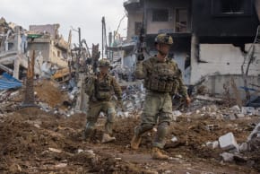 (Illustrative) IDF soldiers are seen traversing northern Gaza rubble during Operation Brave Heart, the operation to rescue the body of St.-Sgt.-Maj. Ran Gvili, January 26, 2026. 