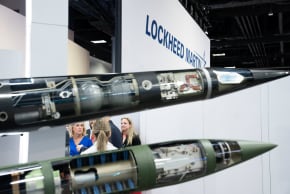 Former US secretary of the army Christine Wormuth speaks near a Terminal High Altitude Area Defense (THAAD) missile and the Pac-3 Missile Segment Enhancement during the Association of the US Army annual meeting and exposition at the Walter E. Washington Center in Washington, US, October 14, 2024.
