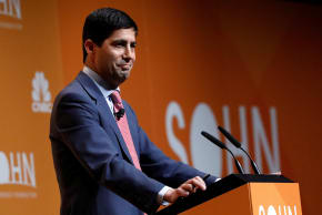 Kevin Warsh, Fellow in Economics at the Hoover Institution and lecturer at the Stanford Graduate School of Business, reacts during the Sohn Investment Conference in New York City, U.S., May 8, 2017. 