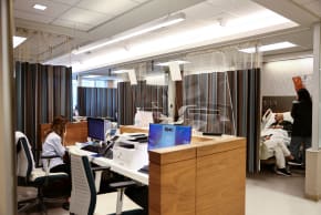 Doctor Nir Cohen shows a patient an x-ray image on an Apple iPad at the Mayanei Hayeshua Medical Center in Bnei Brak