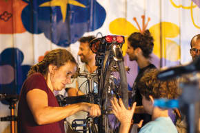 Pnimeet volunteers help Jerusalemite cyclists keep their own wheels turning.