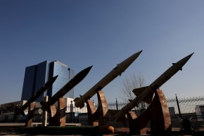 Iranian missiles are displayed in a park in Tehran, Iran, January 31, 2026