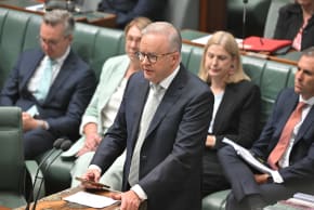Australian Prime Minister Anthony Albanese speaks on the Combatting Antisemitism, Hate and Extremism (Firearms and Customs Laws) Bill 2026 during a federal parliament sitting following the Bondi terror attack at Parliament House in Canberra, Australia, January 20, 2026. 