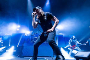 Brad Arnold of 3 Doors Down performs at Little Caesars Arena on November 20, 2024 in Detroit, Michigan.