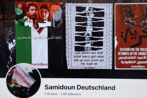 This screenshot shows the still active Facebook page of Samidoun Deutschland, the German chapter of the international Palestinian-rights activists group Samidoun, on November 03, 2023 in Berlin, Germany. The day before the German government announced it is banning Samidoun