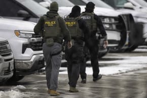 ICE agents depart the Bishop Henry Whipple Federal Building on February 4, 2026 in Minneapolis, Minnesota. White House Border Czar Tom Homan announced Wednesday that 700 immigration enforcement personnel would be withdrawn from Minnesota, following weeks of operations and the fatal shooting of two p
