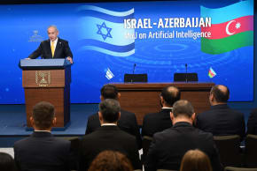 Prime Minister Benjamin Netanyahu speaks at the signing of an MOU on artificial intelligence between Israel and Azerbaijan, February 3, 2026.
