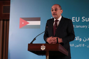 Jordanian Foreign Minister Ayman Safadi attends a press briefing during an EU-Jordan summit in Amman, Jordan, January 8, 2026; illustrative.