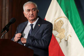 Iranian Crown Prince Reza Pahlavi following a speech in Washington, January 16, 2026; illustrative.