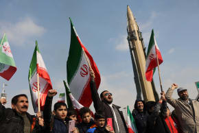 Iranians attend the 46th anniversary of the Islamic Revolution in Tehran, Iran, February 10, 2025.