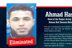 IDF eliminates terrorist Ahmad Hasan, head of the Sniper Array in the Hamas Beit Hanoun Battalion. February 11.