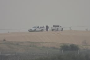 White pickup trucks spotted on the Egyptian side of the Israel-Egypt border, February 11, 2026.