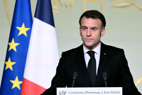 France's President Emmanuel Macron delivers a speech during a ceremony commemorating the 20th anniversary of the murder of Ilan Halimi, a 23-year-old French Jew who was tortured and murdered in 2006, at The Elysee Presidential Palace in Paris, France, February 13, 2026.