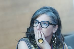 FRANCESCA ALBANESE, United Nations special rapporteur on the situation of human rights in the occupied Palestinian territory, is seen at a conference in Rome, last year. Her suggestion that Palestine represents a moral compass reflects her own broken one, the writer says.