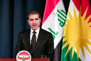 Nechirvan Barzani, President of Iraq's autonomous Kurdistan Region, gives a joint press conference with France's Foreign Minister in Arbil, the regional capital, on February 5, 2026.
