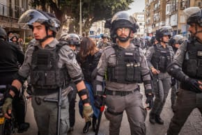 Ultra-Orthodox Jewish men clash with police following an assault on two female Israeli soldiers in Bnei Brak, central Israel, February 15, 2026.