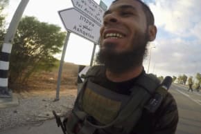 A still from the video footage of terrorist Ahmad Bayouk during the October 7 massacre. 