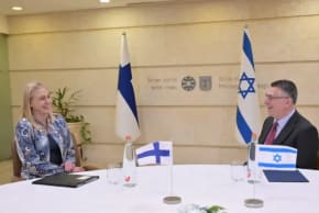Foreign Minister Gideon Sa’ar hosting his Finnish counterpart, Elina Valtonen, at the Foreign Ministry, Jerusalem, February 15, 2026.