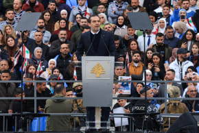 Saad Hariri speaks during an event to mark the 21st anniversary of the assassination of his father and former Lebanese Prime Minister Rafik al-Hariri, in Beirut, Lebanon, February 14, 2026.
