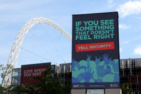 Security information is displayed ahead of a Taylor Swift concert, following the cancellation of three Taylor Swift concerts in Vienna because of a planned attack, outside Wembley Stadium in London, Britain, August 15, 2024. 