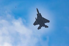 An Israeli Air Force fighter jet flying over central Israel, June 23, 2025.