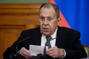 Russian Foreign Minister Sergey Lavrov speaks during a press conference in Moscow, February 6, 2026; illustrative.