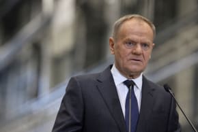 Poland's Prime Minister Donald Tusk holds a press conference during a signing event for the delivery of anti-aircraft systems capable of countering unmanned aerial vehicles in Kobylka, Poland, January 30, 2026.