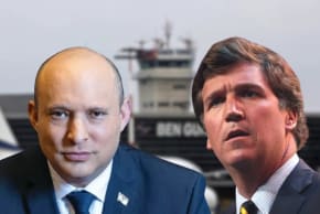 Illustrative image of former prime minister Naftali Bennett and Conservative pundit Tucker Carlson
