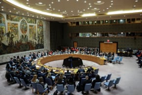 The United Nations Security Council meets on the situation in the Middle East at UN headquarters in New York City, on February 18.