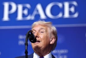US President Donald Trump speaks at the inaugural Board of Peace meeting at the US Institute of Peace in Washington, DC, US, February 19, 2026