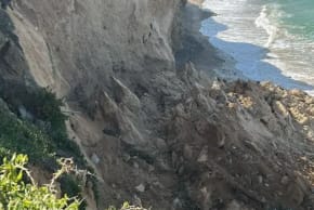 A portion of a cliff at Sydney Ali Beach in Herzliya that collapsed, February 21, 2026.