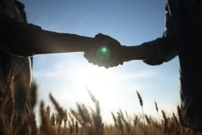 Silhouette of a handshake