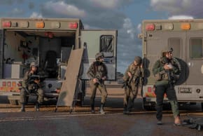 Female combat paramedic soldiers stationed at their army base in Be’eri, just a few kilometers from the Gaza border. 
