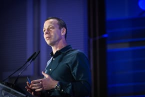 Israeli journalist Amit Segal speaks during the Jabotinsky conference in Jerusalem, December 23, 2024.