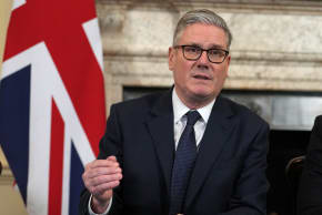 British Prime Minister Keir Starmer delivers remarks at the top of the Cabinet meeting to mark the fourth anniversary of Russia's full-scale invasion of Ukraine at Downing Street on February 24, 2026 in London, England.